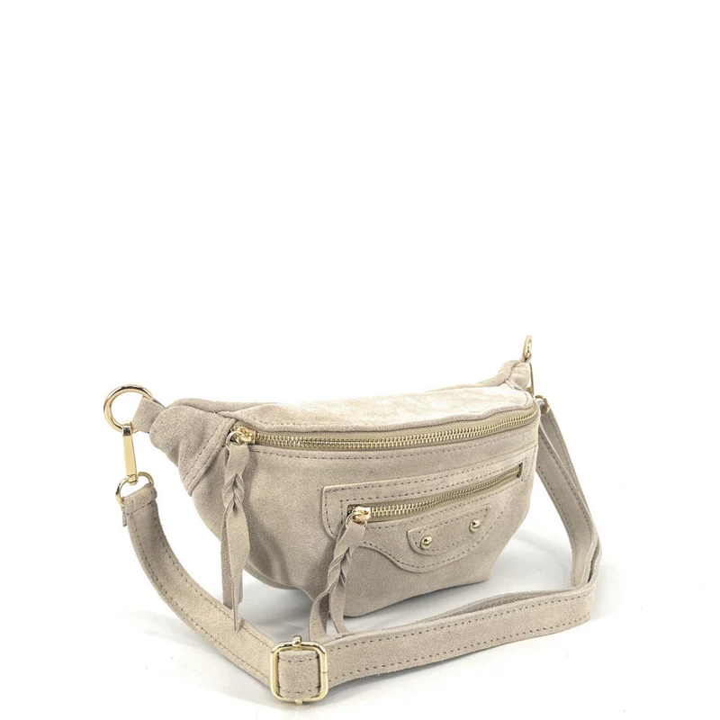 Sac banane en daim LOUKA Beige crème