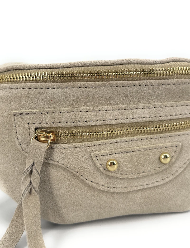 Sac banane en daim LOUKA Beige crème