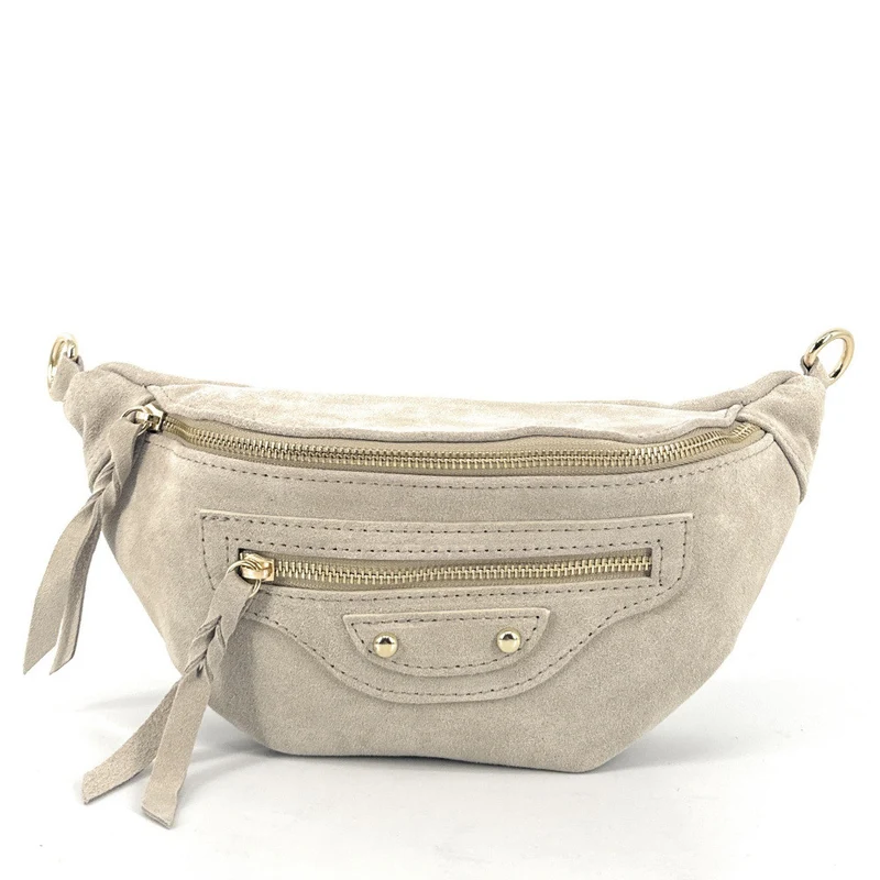 Sac banane en daim LOUKA Beige crème