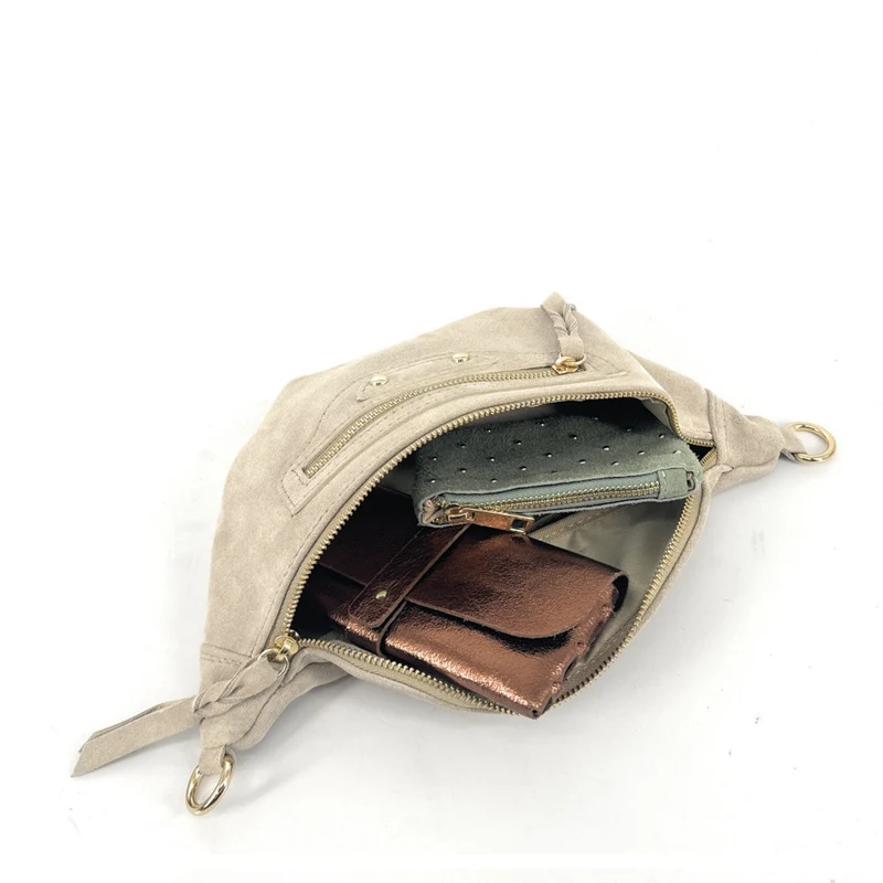 Sac banane en daim LOUKA Beige crème