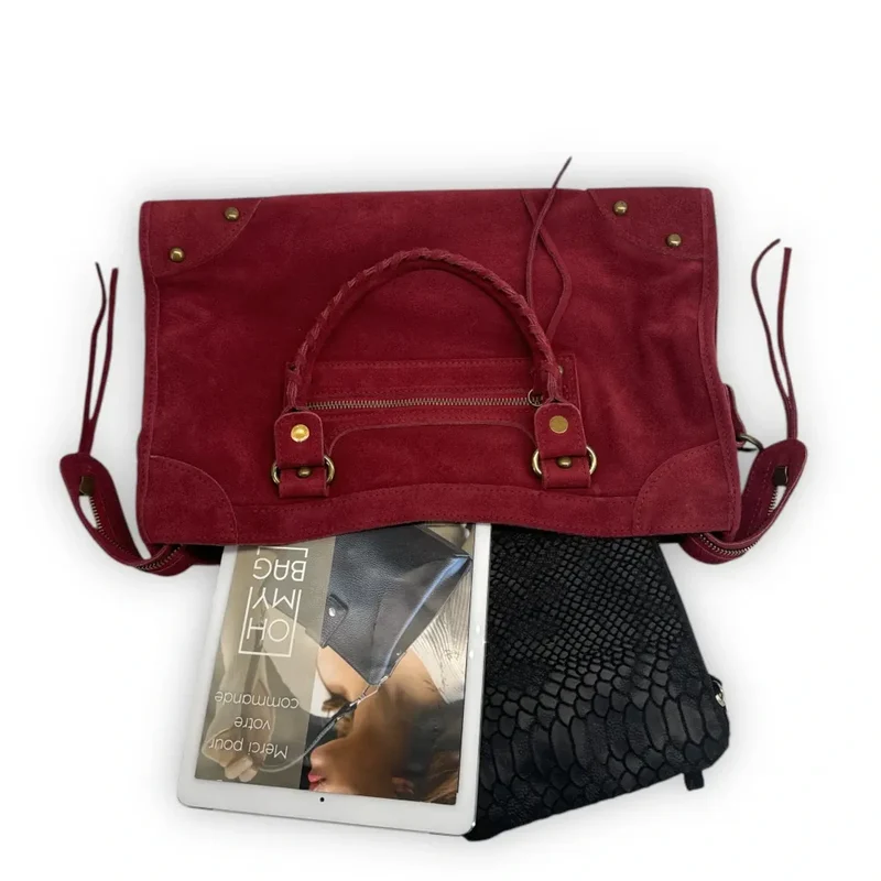 Sac en daim EDISON Rouge bordeaux