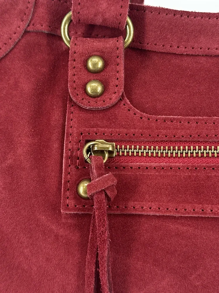 Sac en daim EDISON Rouge bordeaux