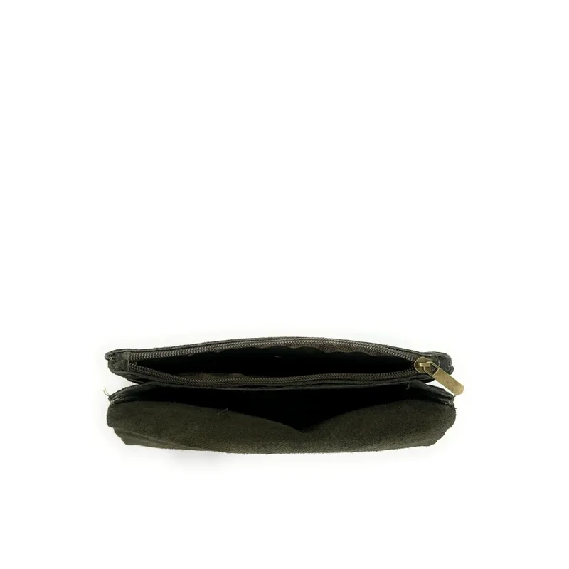 Sac pochette en daim à motif MAELIA JUNGLE Léopard kaki