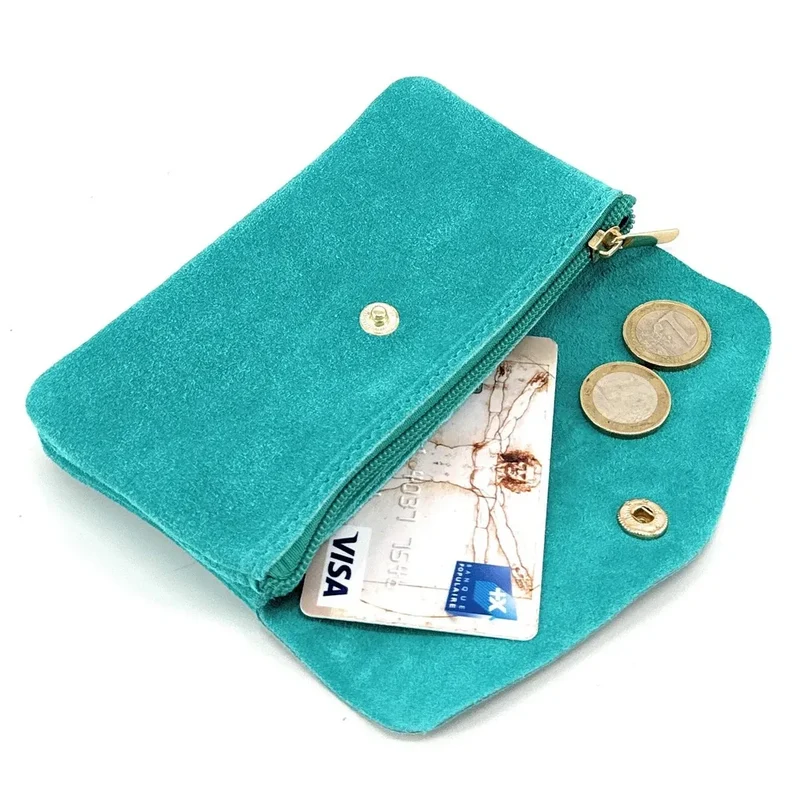 Pochette porte-monnaie en daim COMPO SUEDE Bleu turquoise
