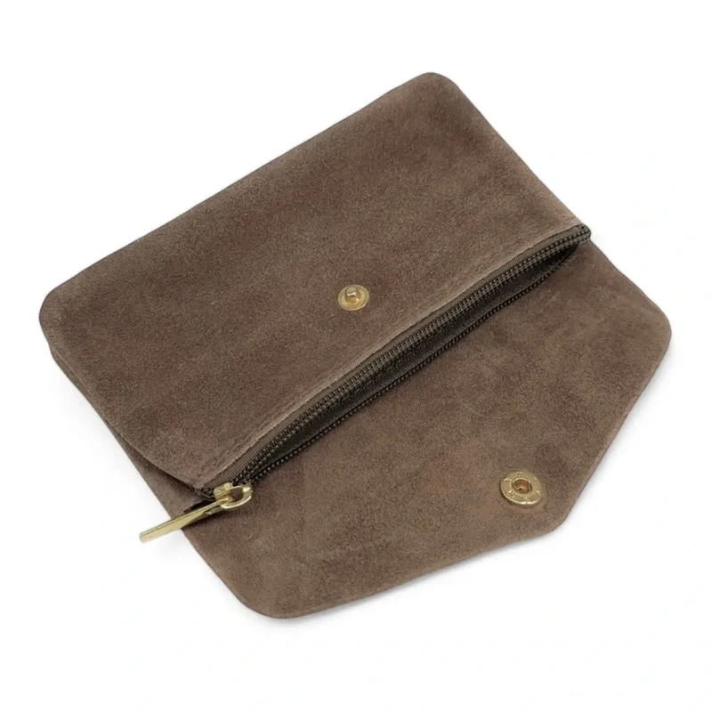 Pochette porte-monnaie en daim COMPO SUEDE Taupe foncé