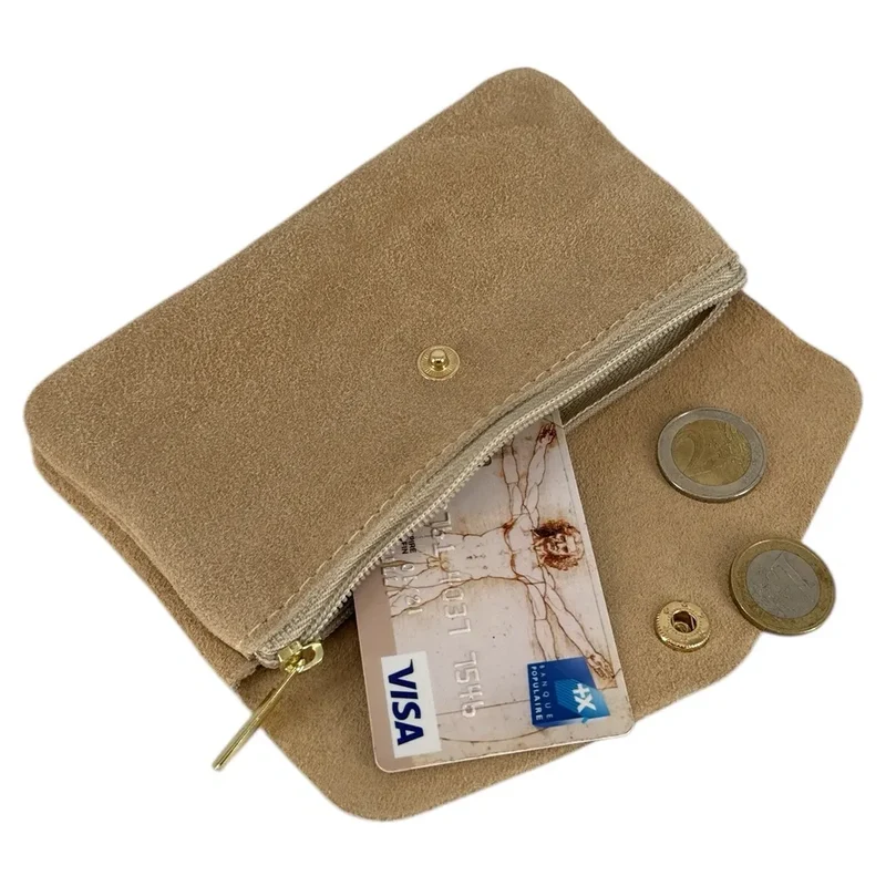 Pochette porte-monnaie en daim COMPO SUEDE Taupe