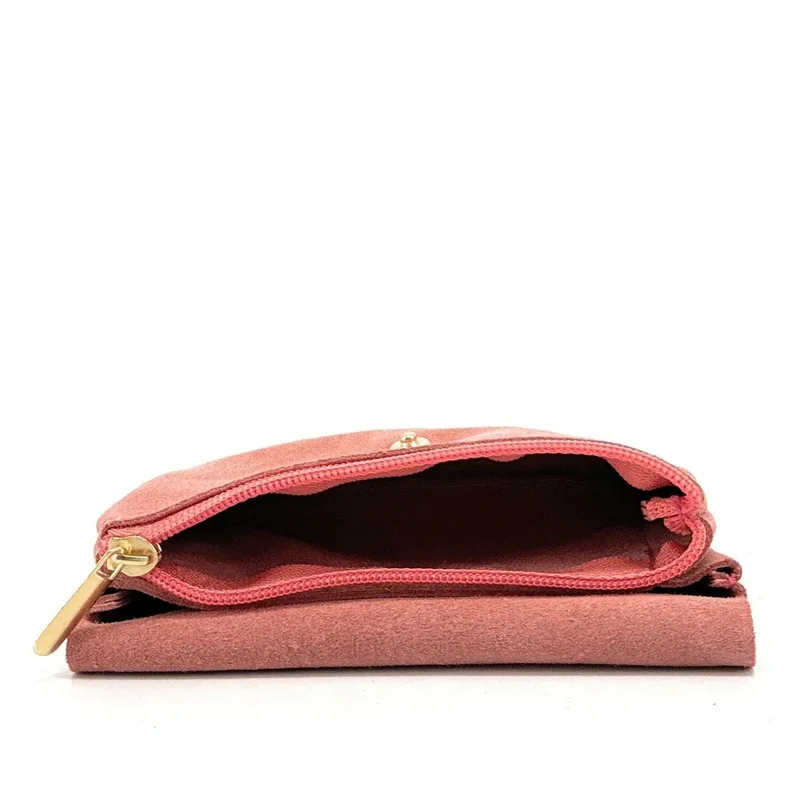Pochette porte-monnaie en daim COMPO SUEDE Rose saumon