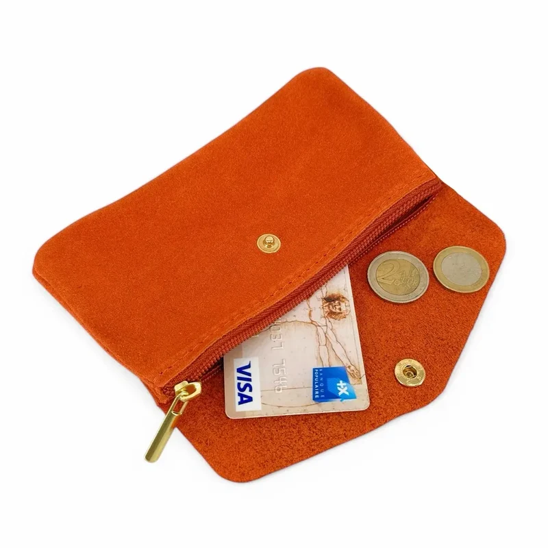 Pochette porte-monnaie en daim COMPO SUEDE Orange mandarine