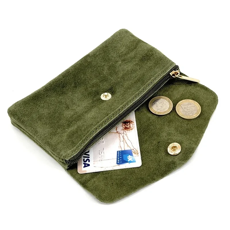 Pochette porte-monnaie en daim COMPO SUEDE Vert kaki