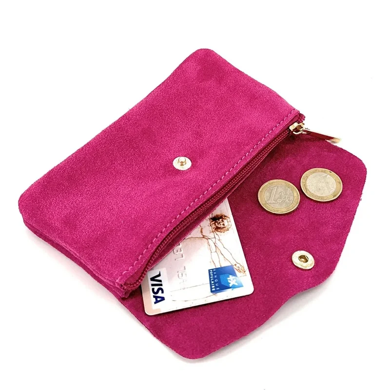 Pochette porte-monnaie en daim COMPO SUEDE Rose fuchsia