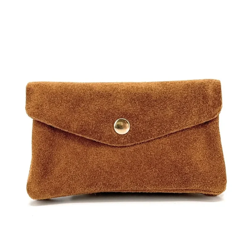 Pochette porte-monnaie en daim COMPO SUEDE Marron camel