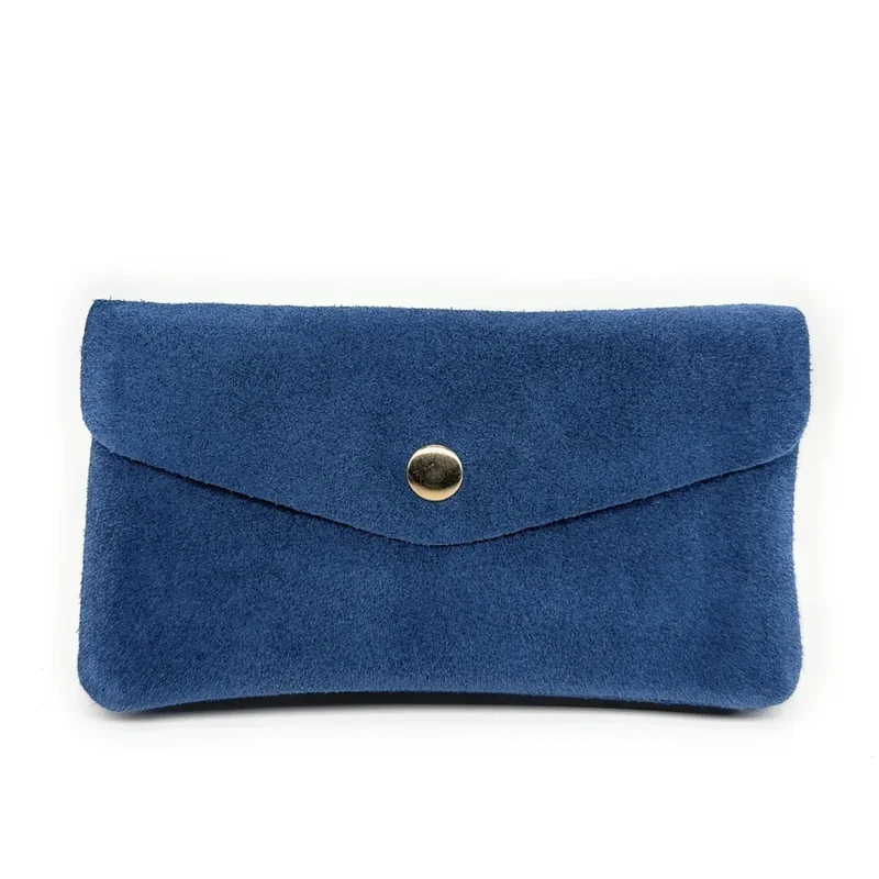 Pochette porte-monnaie en daim COMPO SUEDE Bleu denim