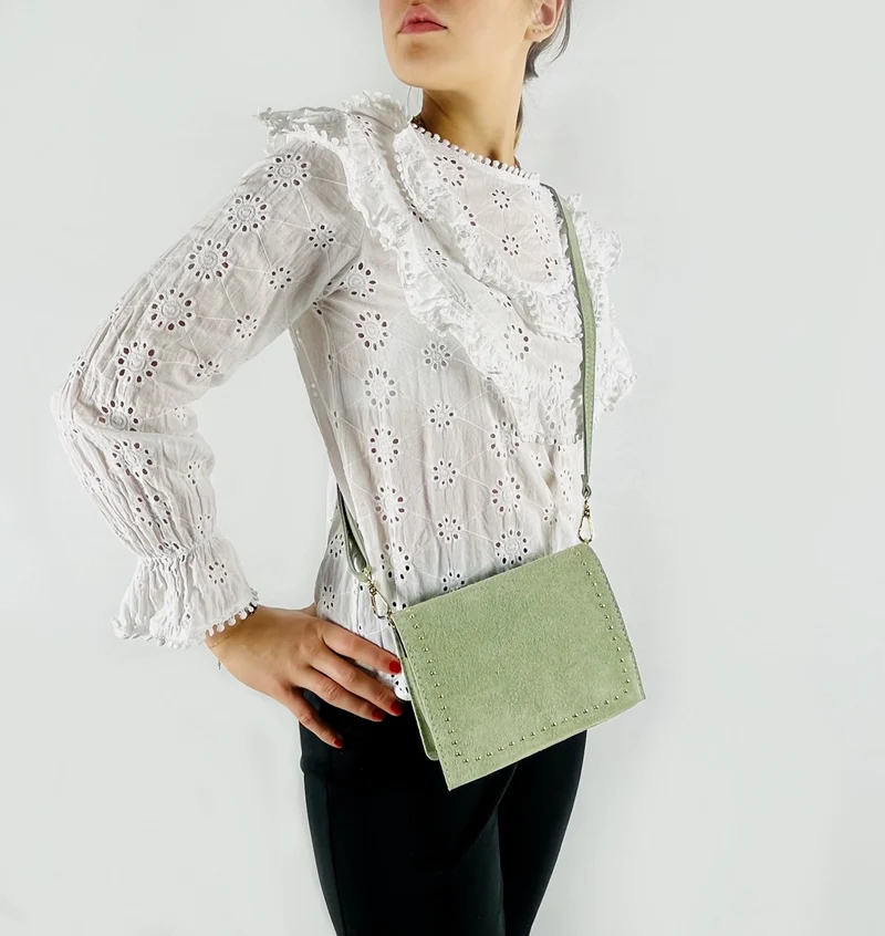 Sac bandoulière en daim LITTLE ITALY Vert pastel