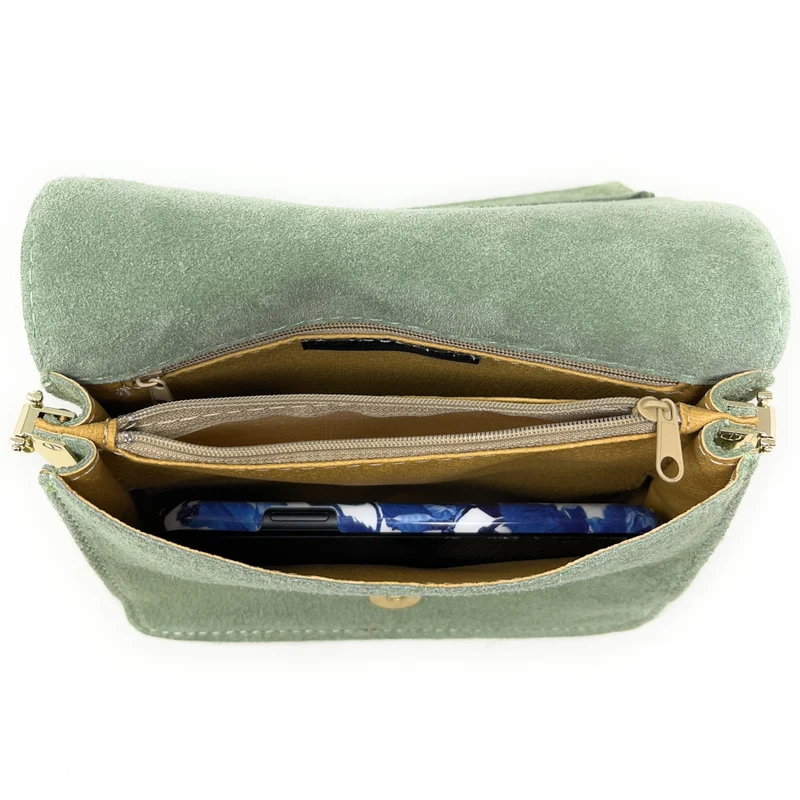 Sac bandoulière en daim LITTLE ITALY Vert pastel