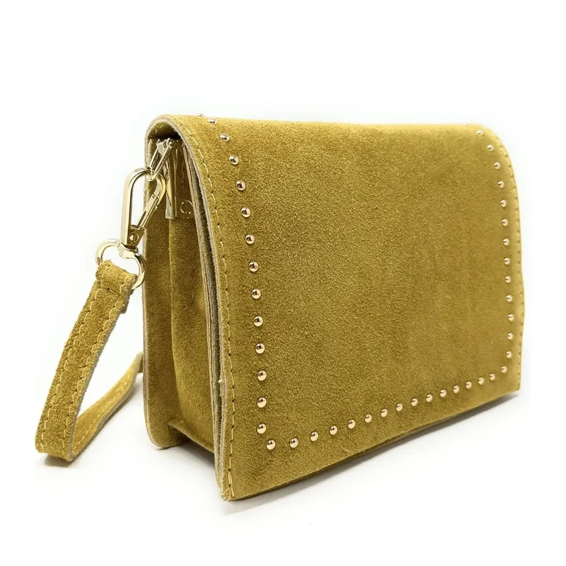 Sac bandoulière en daim LITTLE ITALY Jaune Moutarde