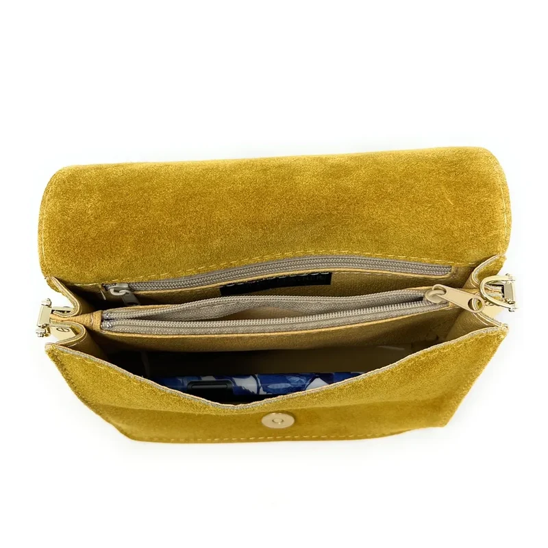 Sac bandoulière en daim LITTLE ITALY Jaune Moutarde