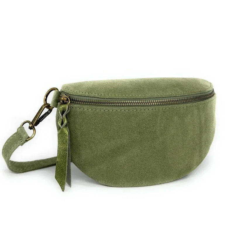 Sac banane en daim LOU SUE Vert pastel