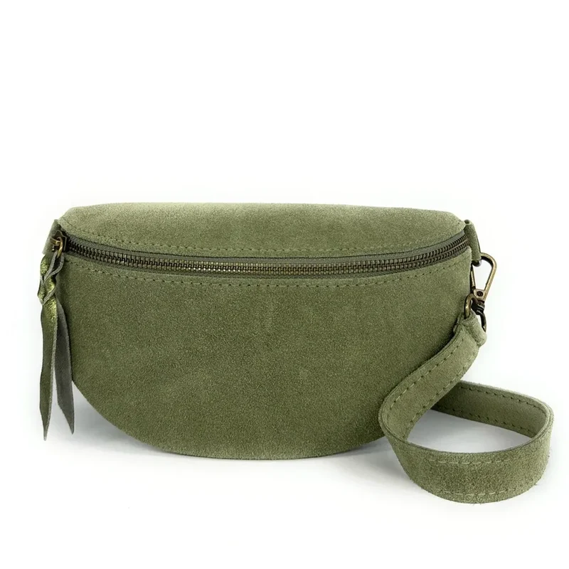 Sac banane en daim LOU SUE Vert pastel
