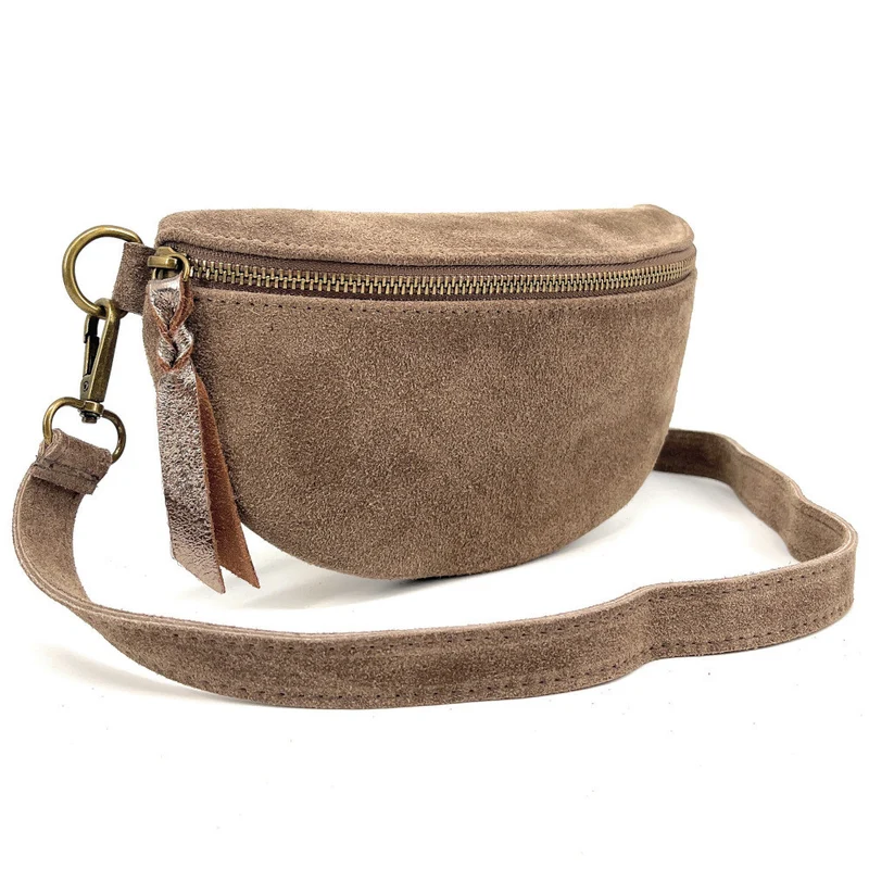 Sac banane en daim LOU SUE Taupe