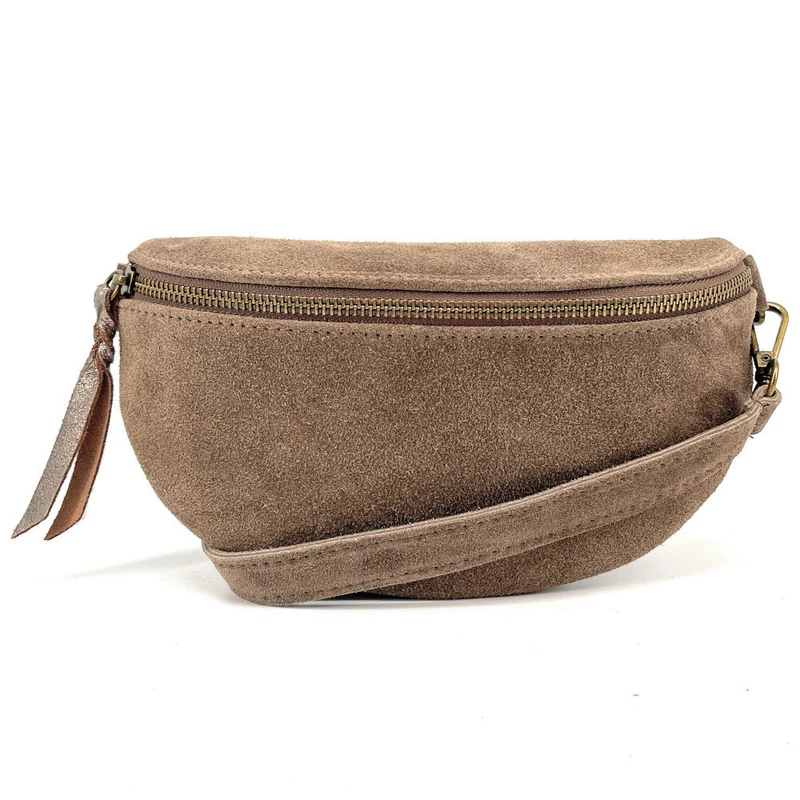 Sac banane en daim LOU SUE Taupe