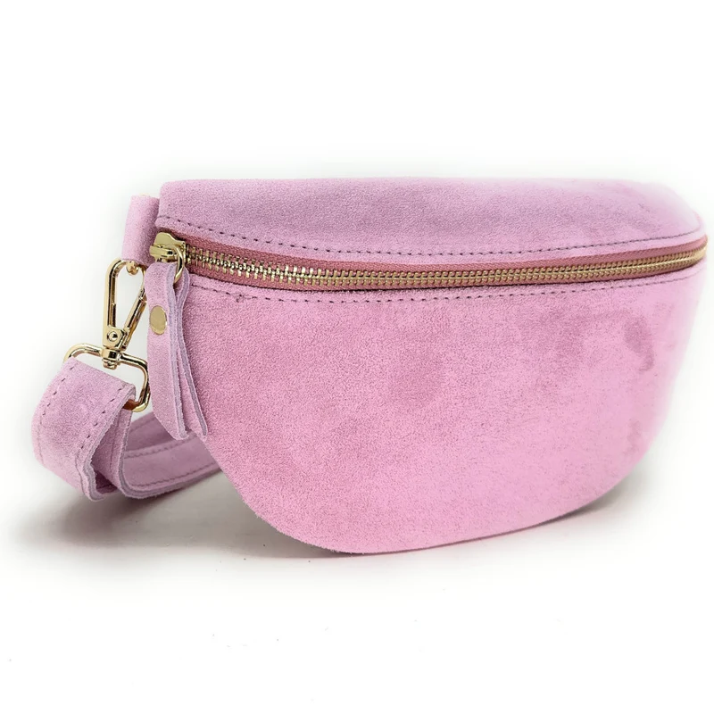 Sac banane en daim LOU SUE Rose bonbon
