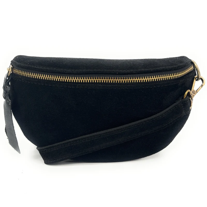 Sac banane en daim LOU SUE Noir