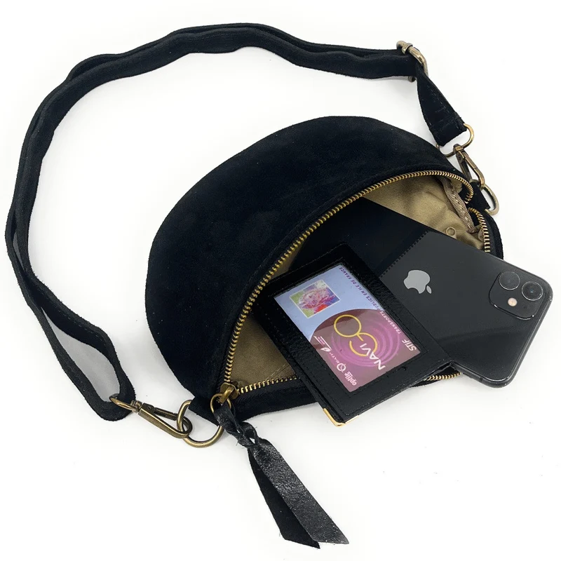Sac banane en daim LOU SUE Noir