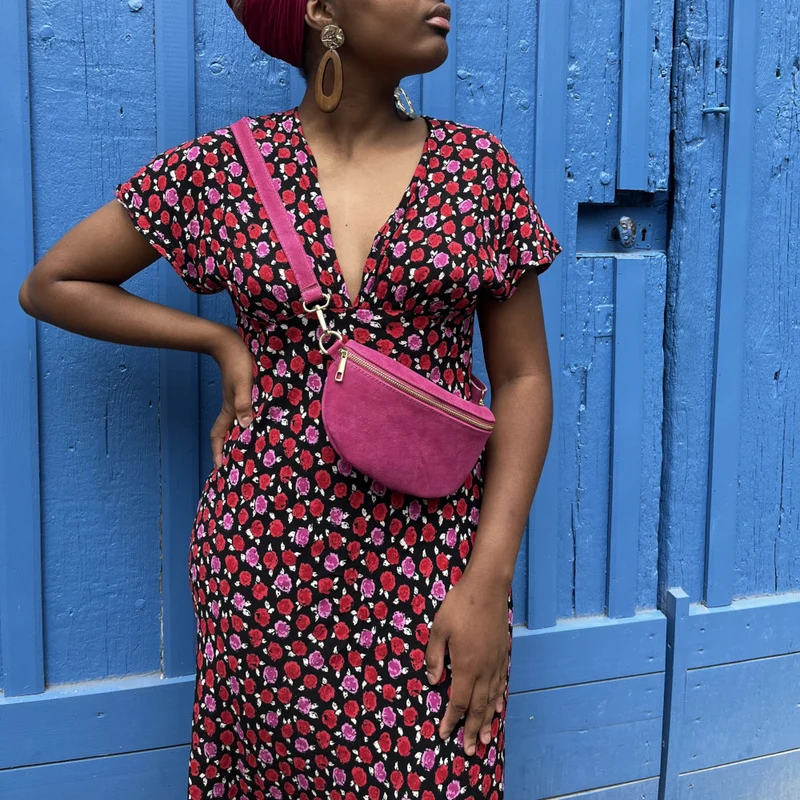 Sac banane en daim LOU SUE Rose fuchsia