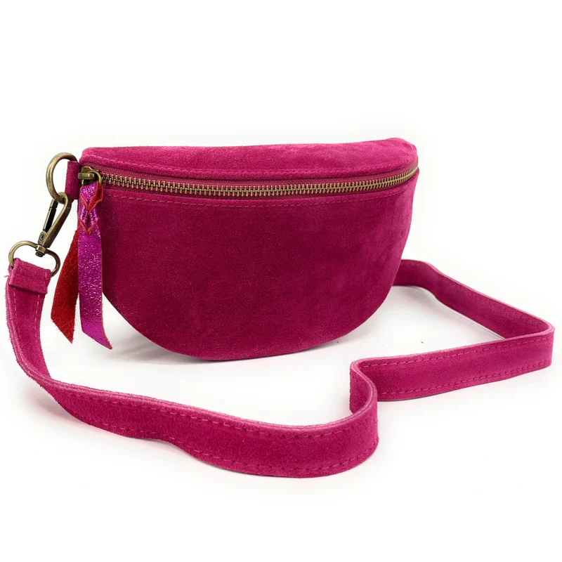 Sac banane en daim LOU SUE Rose fuchsia
