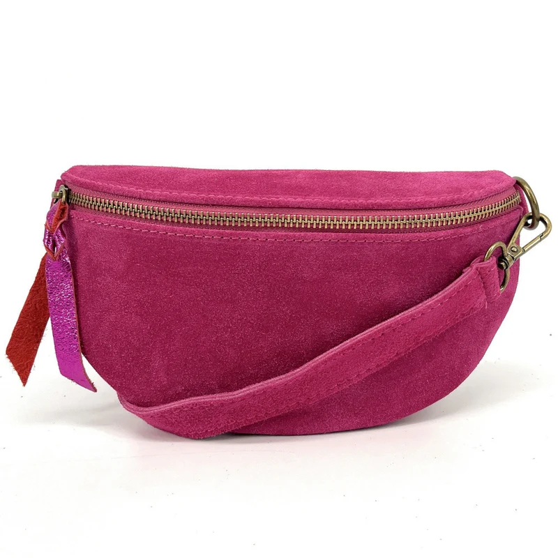 Sac banane en daim LOU SUE Rose fuchsia