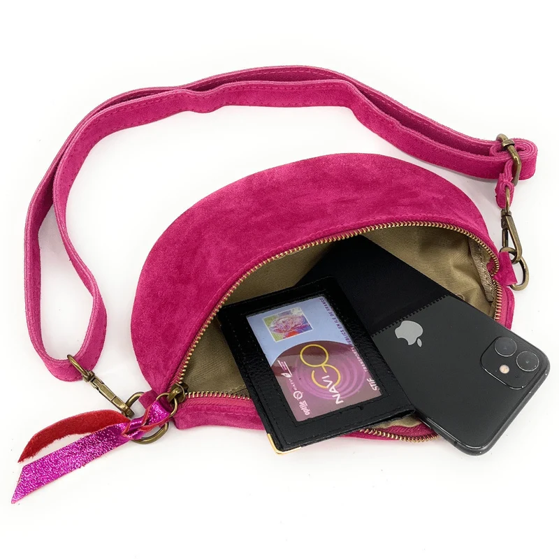 Sac banane en daim LOU SUE Rose fuchsia