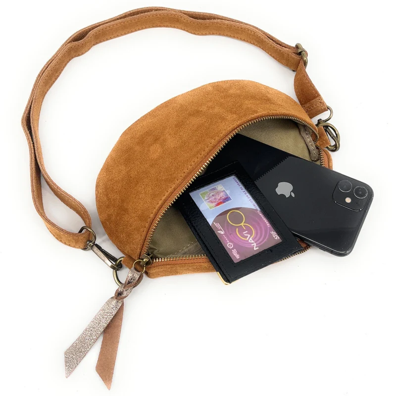 Sac banane en daim LOU SUE Camel