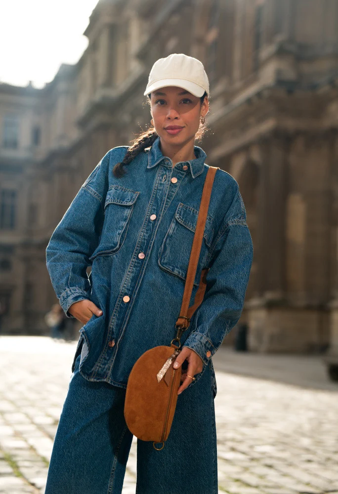 Sac banane en daim LOU SUE Camel
