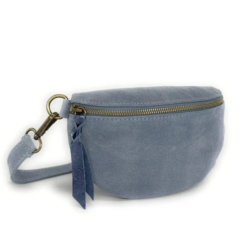 Sac banane en daim LOU SUE Bleu pastel