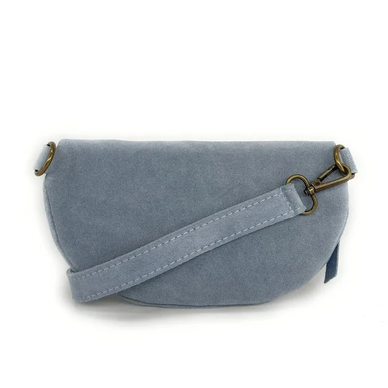 Sac banane en daim LOU SUE Bleu pastel