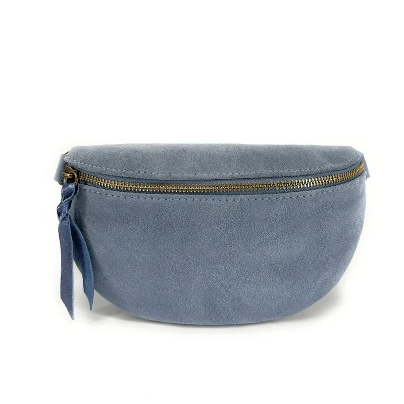 Sac banane en daim LOU SUE Bleu pastel