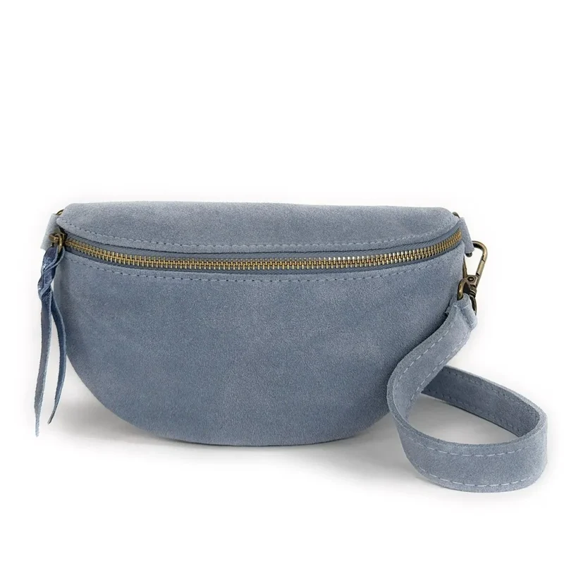 Sac banane en daim LOU SUE Bleu pastel