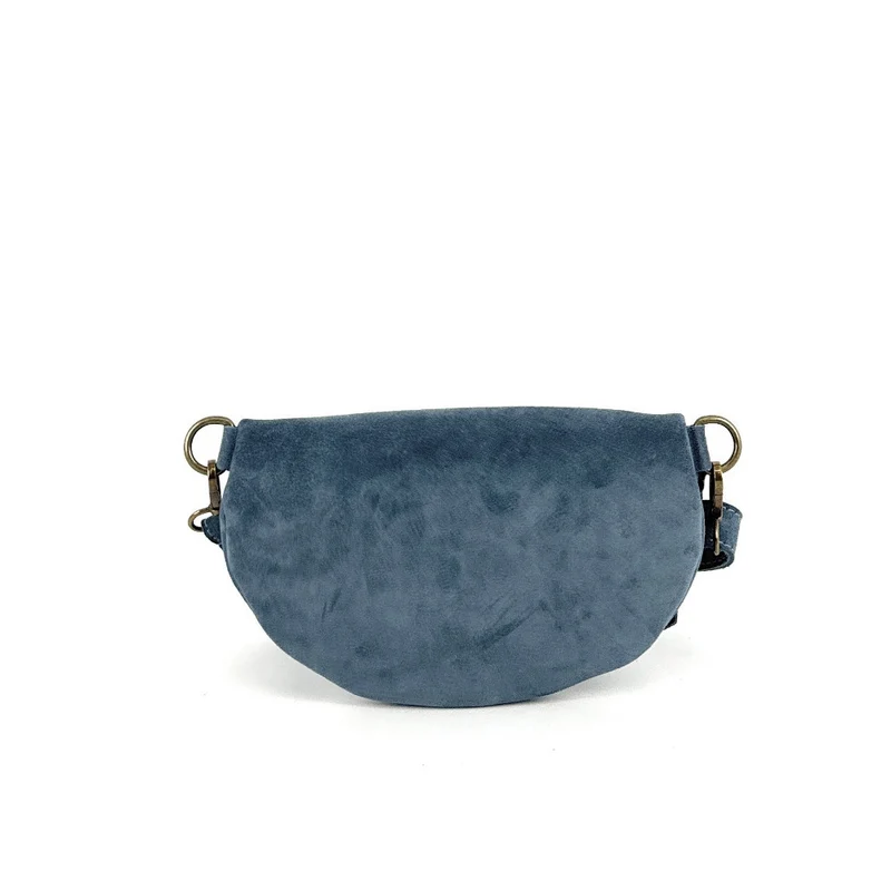 Sac banane en daim LOU SUE Bleu denim