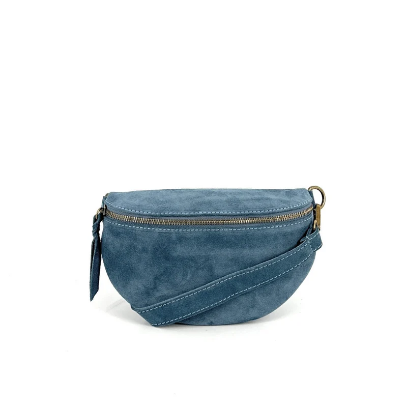 Sac banane en daim LOU SUE Bleu denim
