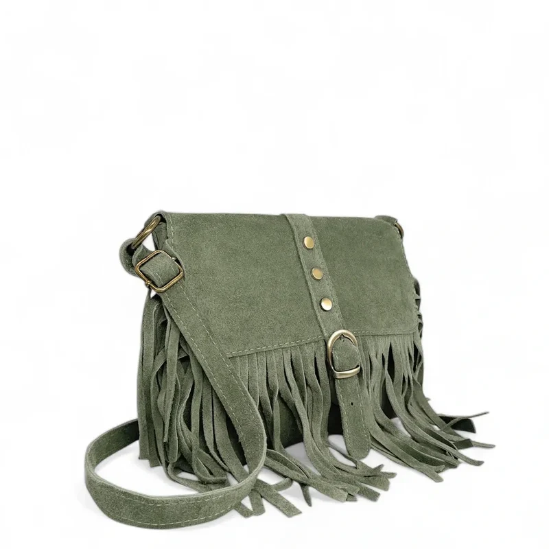 Sac à main en daim PARAISO Vert amande