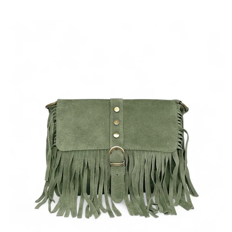 Sac à main en daim PARAISO Vert amande