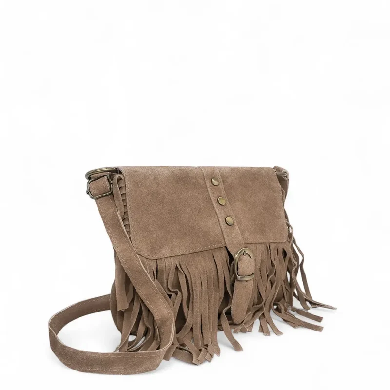 Sac à main en daim PARAISO Taupe foncé