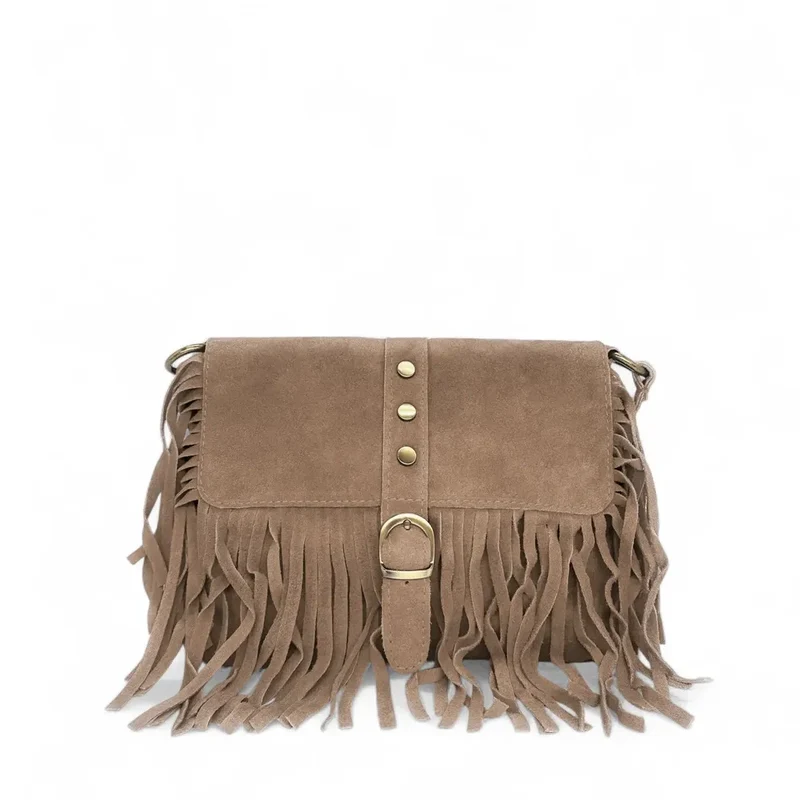 Sac à main en daim PARAISO Taupe foncé