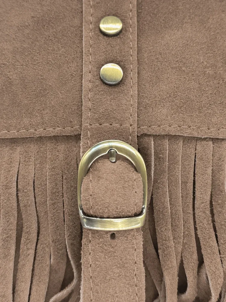 Sac à main en daim PARAISO Taupe foncé