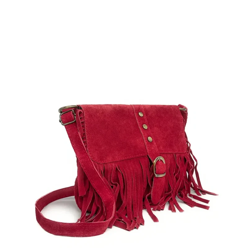 Sac à main en daim PARAISO Rouge intense