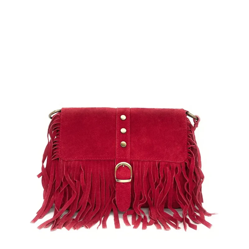Sac à main en daim PARAISO Rouge intense