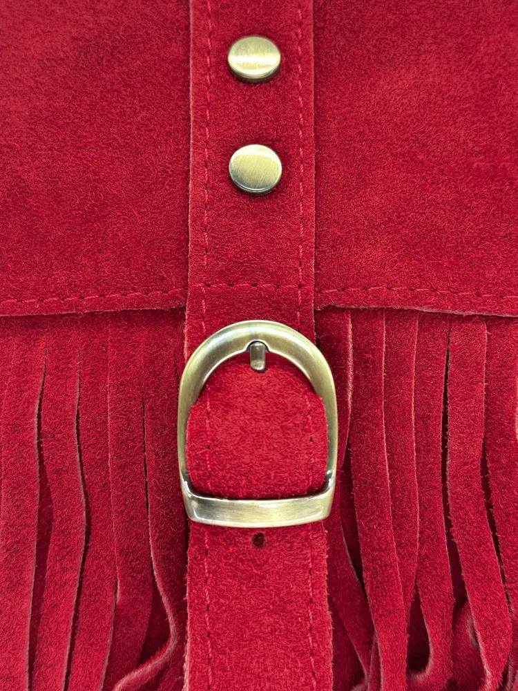 Sac à main en daim PARAISO Rouge intense