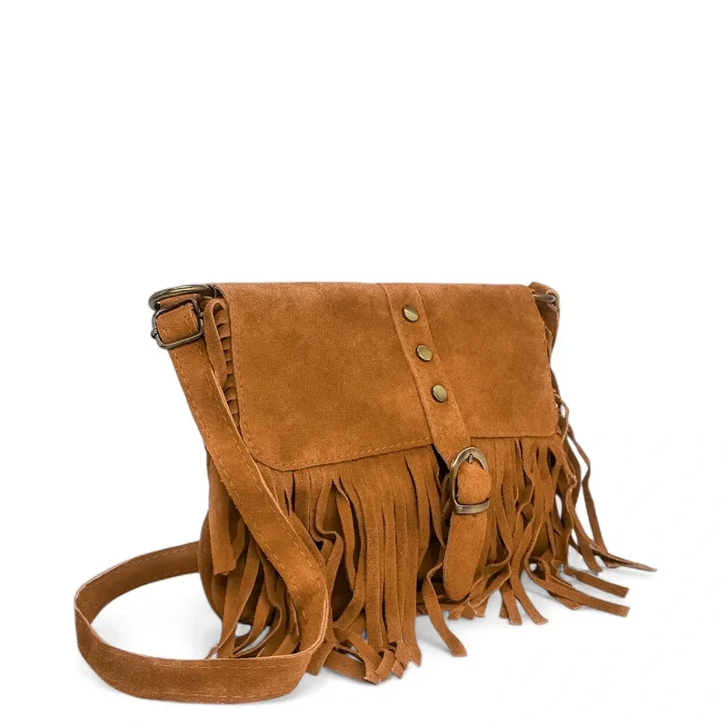 Sac à main en daim PARAISO Camel foncé