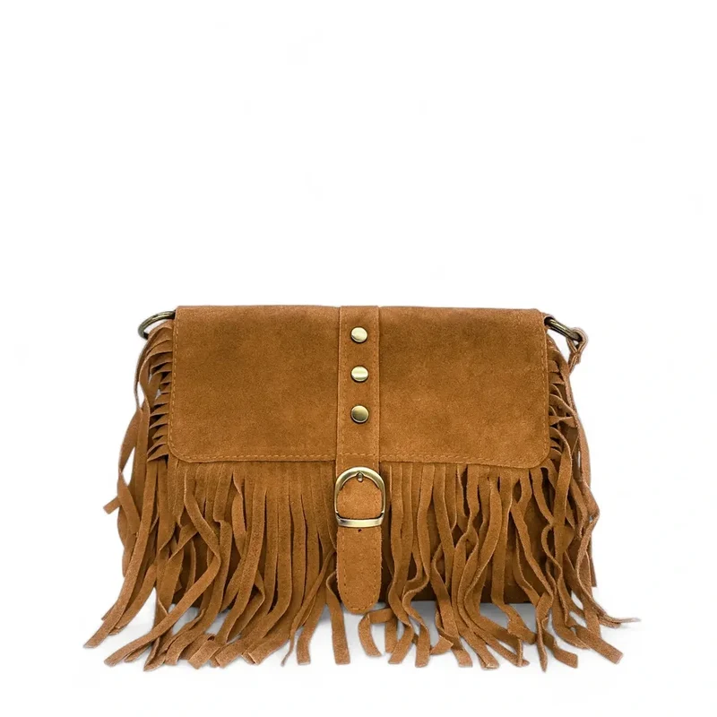 Sac à main en daim PARAISO Camel foncé