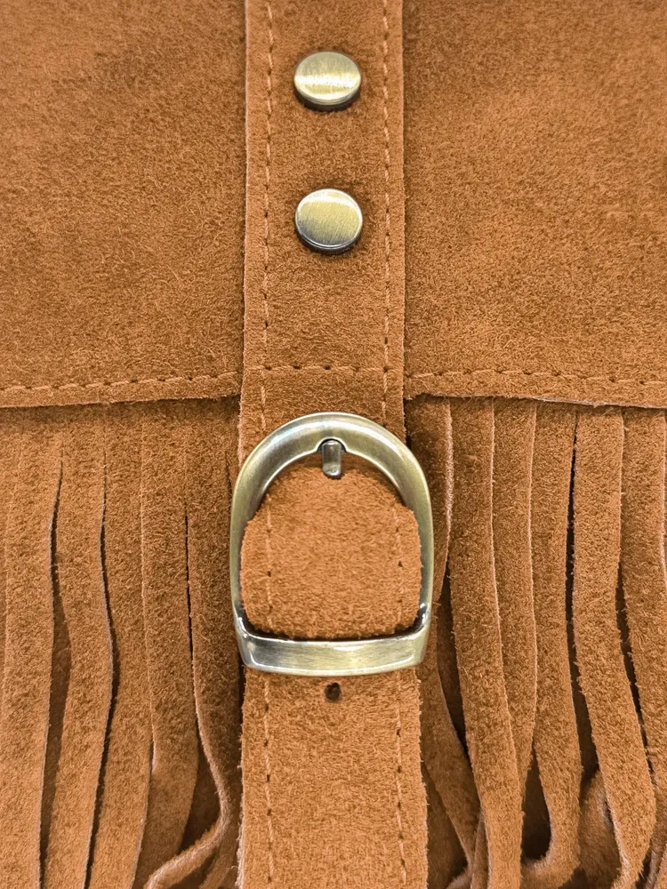 Sac à main en daim PARAISO Camel foncé